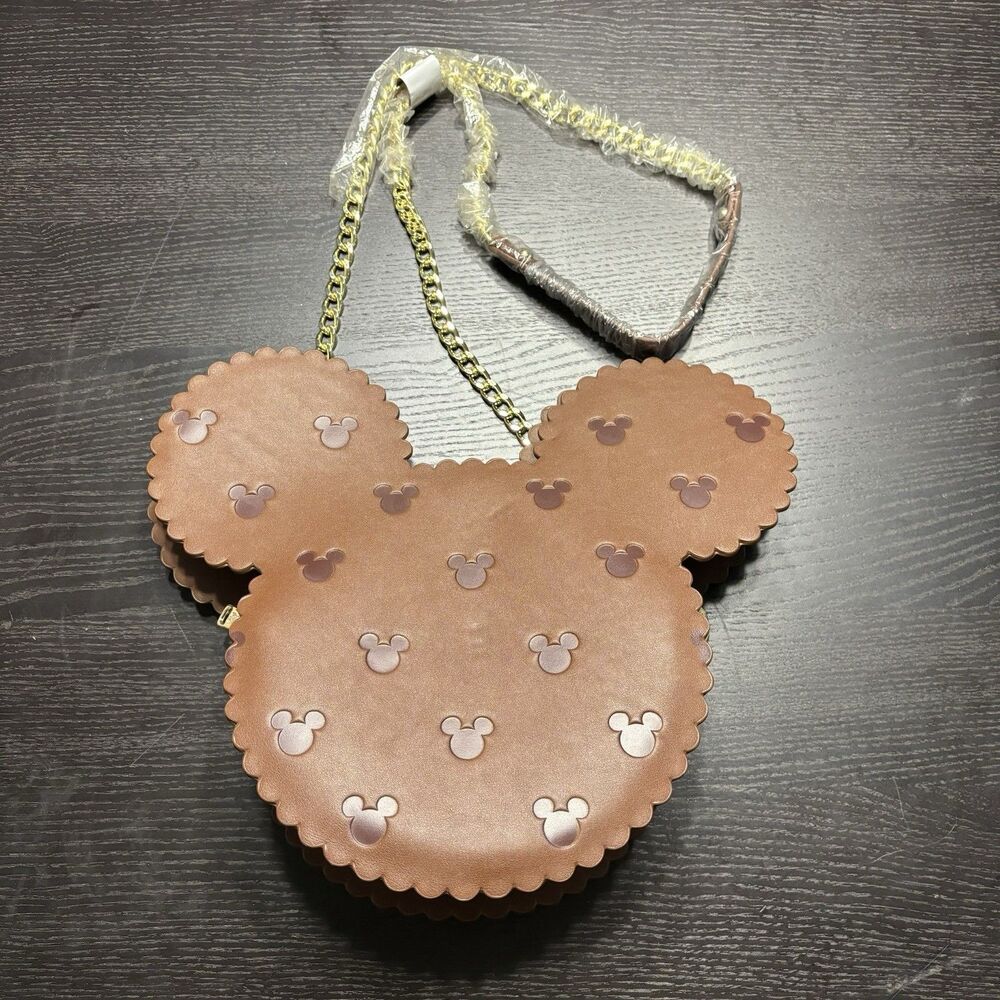 Loungefly Disney Mickey Mouse Ice Cream Sandwich Crossbody Bag Brown White NWT